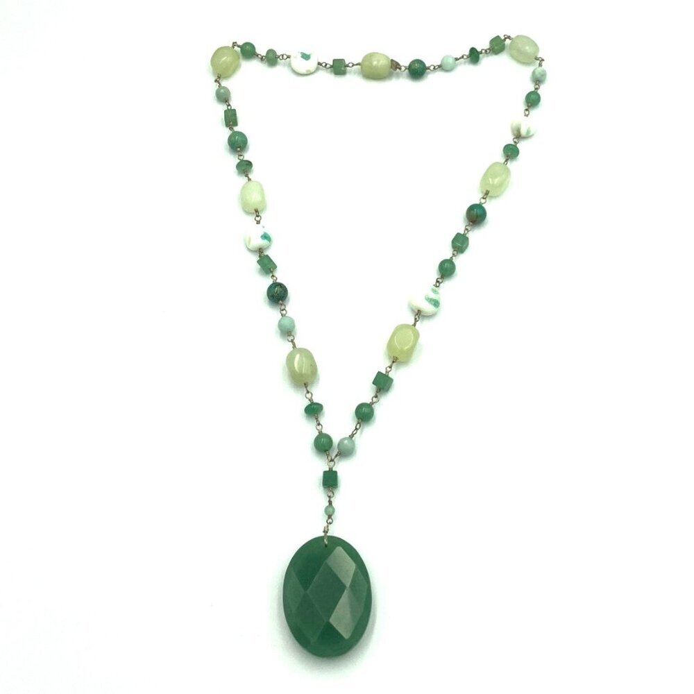 Jay King Necklace DTR China 925 Silver Faceted Green Stone‎ & Various Smaller